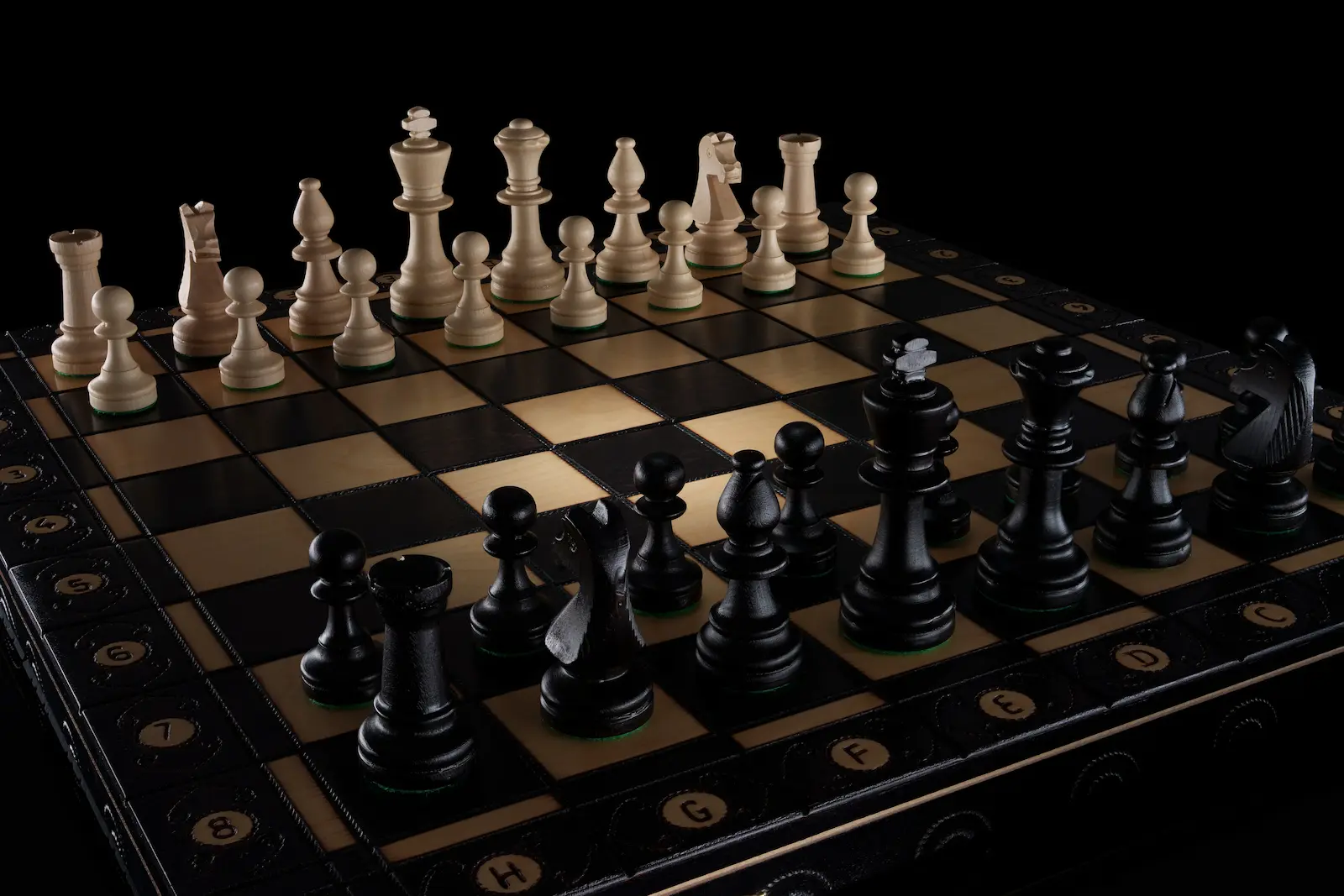A chessboard with pieces